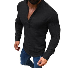 Load image into Gallery viewer, Polo Shirt streetwear Casual Long Sleeve V Neck Solid Color